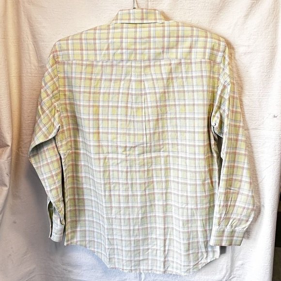 Bobby Jones Collection L Yellow Plaid‎ Long Sleeve Cotton Shirt Woven in Italy - Picture 6 of 8